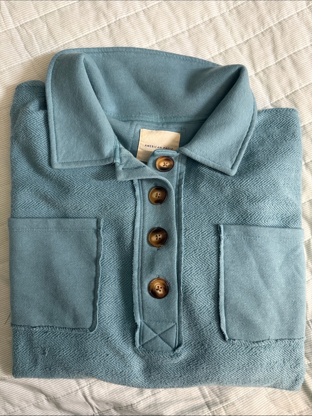 American Eagle Teal Blue Knit Top with Brand Tag